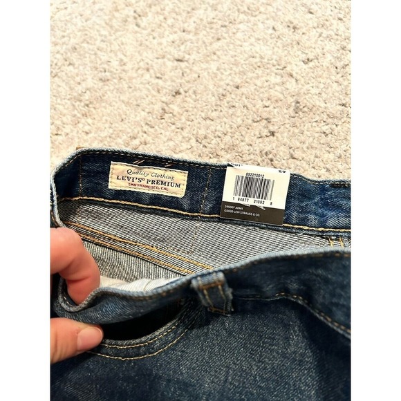 Levi's 501 Premium Cut Off Denim Medium Blue Stretch Jeans Shorts Women's 29 - Picture 3 of 9